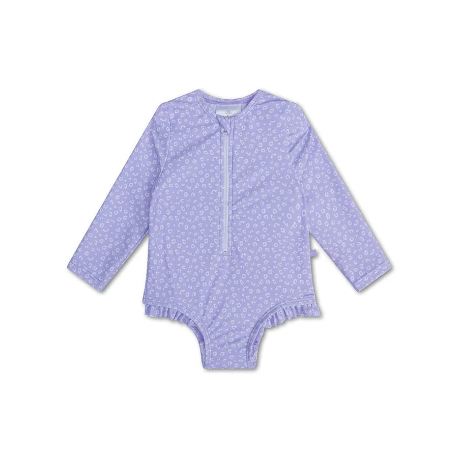 Leopard | UV Purple swimsuit with long sleeves for girls