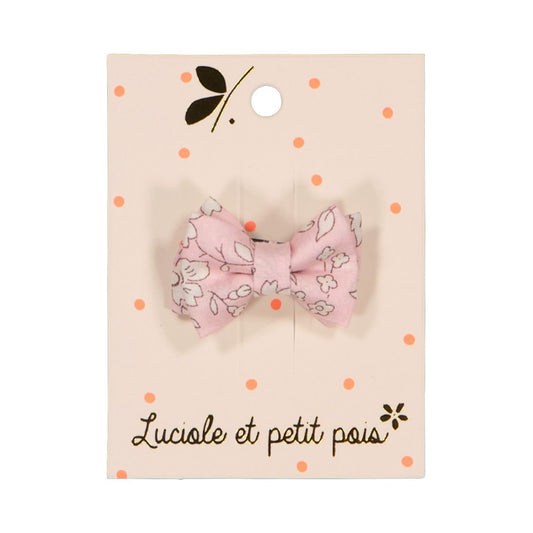 MINI DOUBLE BOW HAIR CLIPS -LIBERTY CAPEL ROSE NUDE