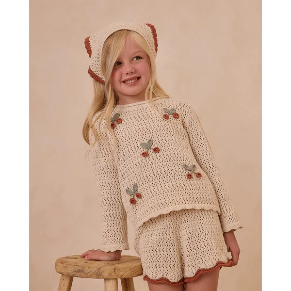 Cherries Crochet Knit Pullover