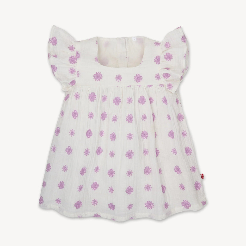 LILAC EMBROIDERY COTTON DRESS