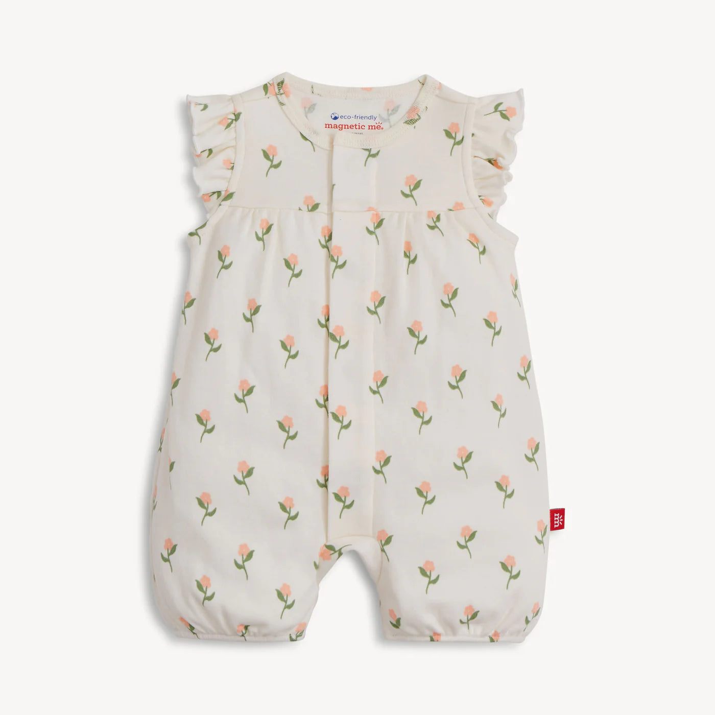 FLORAL CHICKEN TENDER ORG COT MAGNETIC ROMPER