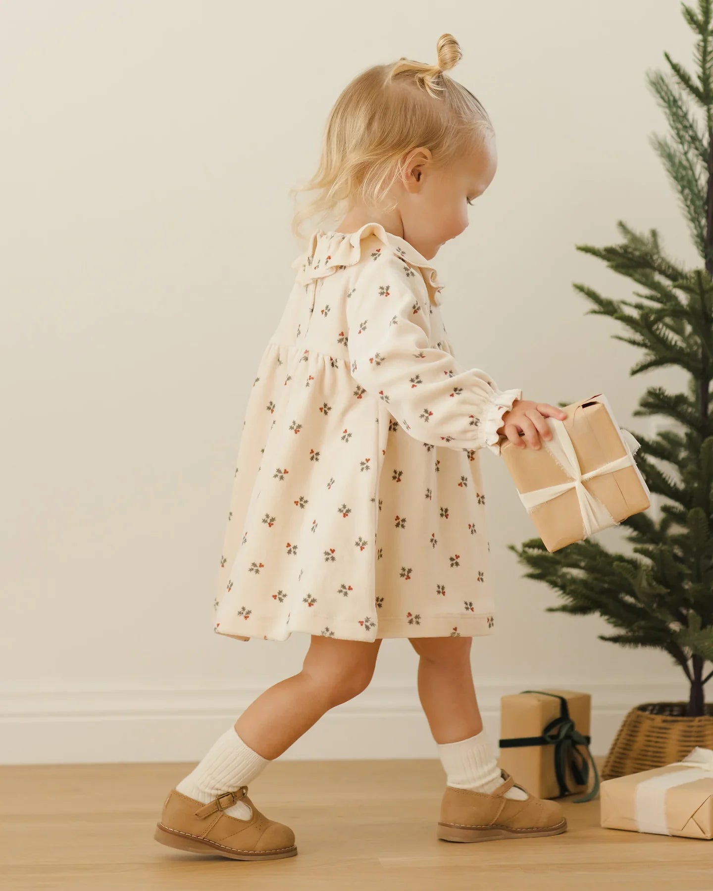 Velvet baby dress || holly berry