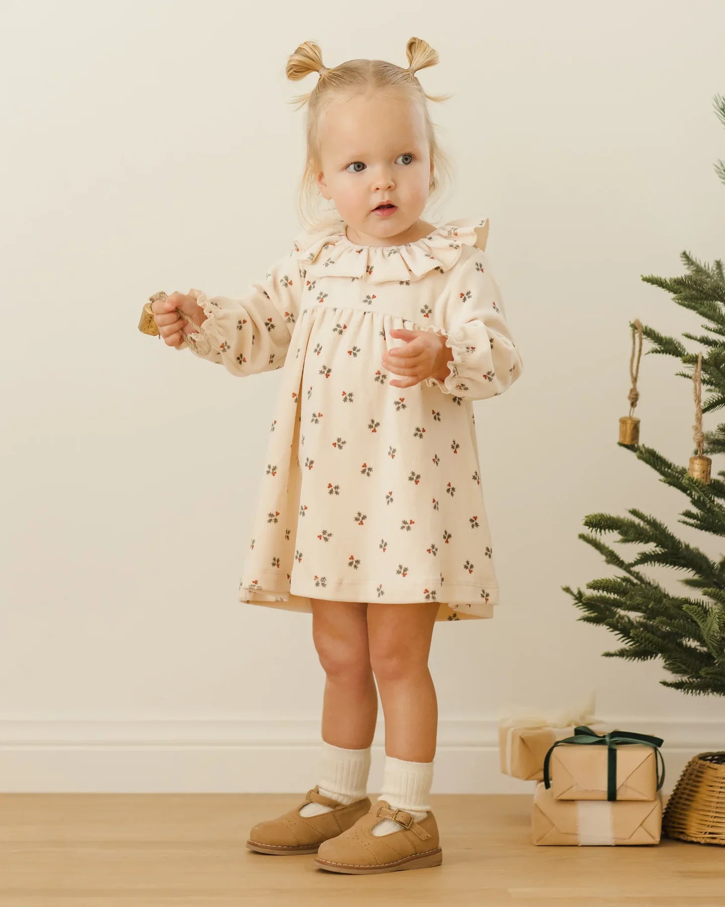 Velvet baby dress || holly berry