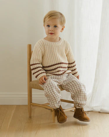 Luca Pant || Holiday Check + Rex Sweater Cranberry stripe