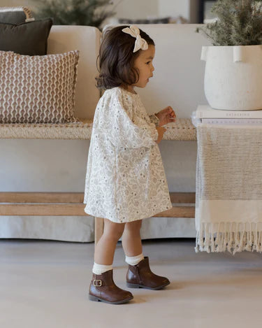 V Smocked Dress || Winter Floral