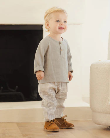 Zion Shirt + Woven Pant Blue Gingham Set