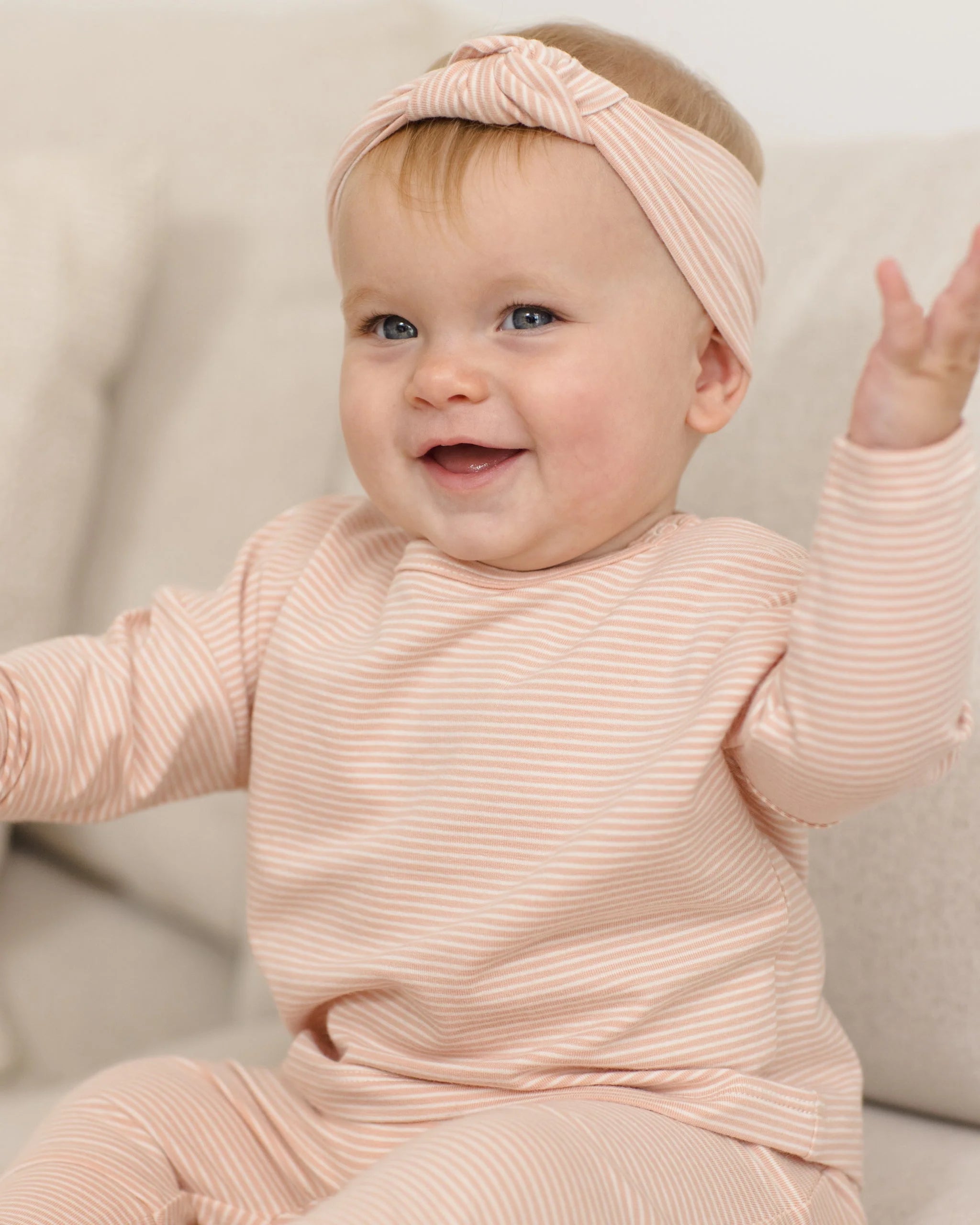 KNOTTED HEADBAND || MELON MICRO STRIPE