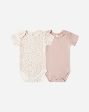SHORT SLEEVE BODYSUIT PACK || DITSY, BLUSH