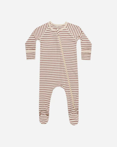 BAMBOO ZIP FOOTIE || CANDY STRIPE