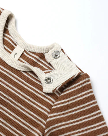 Ribbed Bodysuit, 2 Pack || Cedar Micro Stripe, Acorns