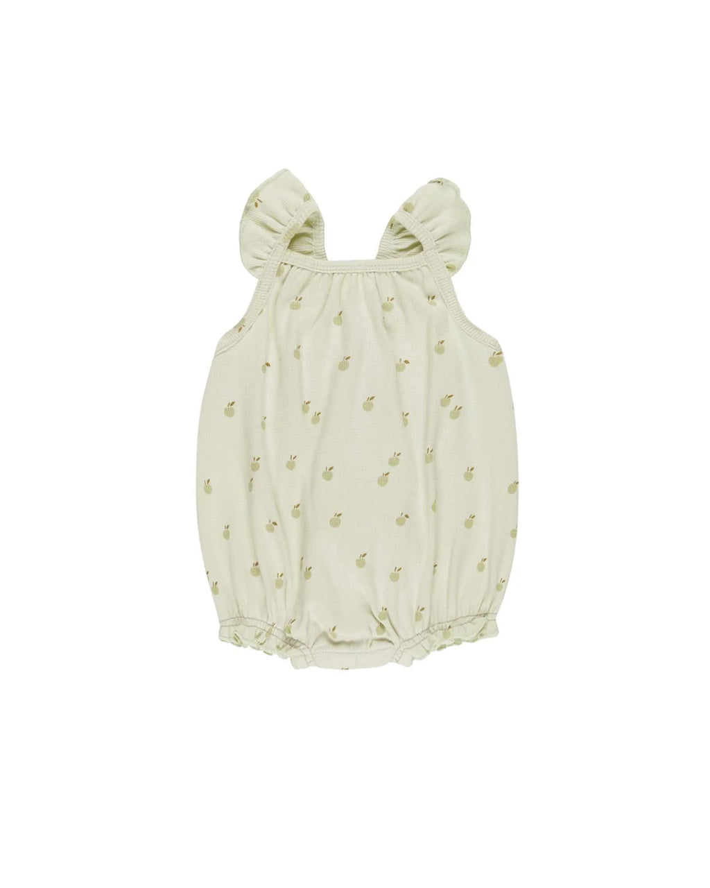 RIBBED RUFFLE ROMPER || APPLES