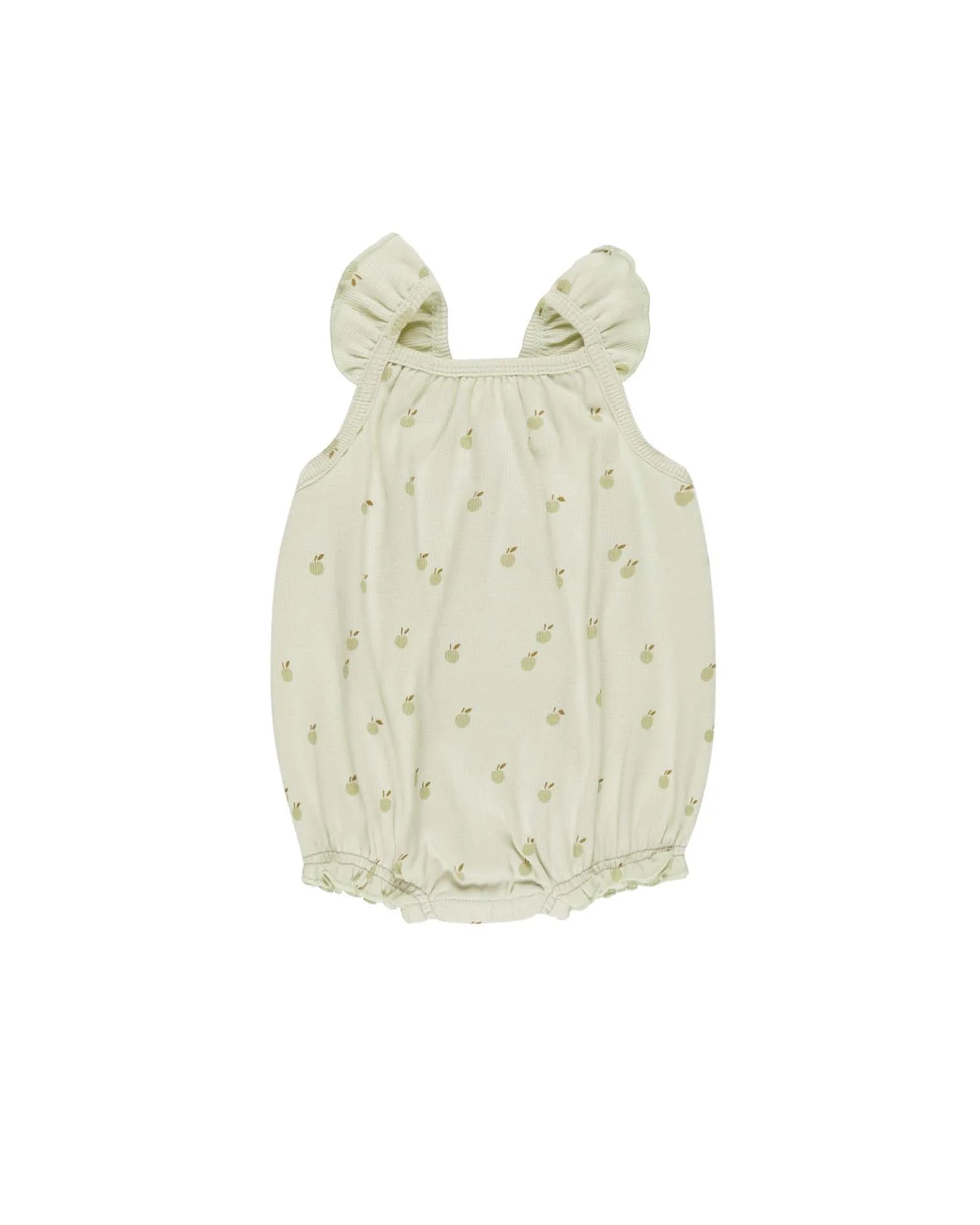 RIBBED RUFFLE ROMPER || APPLES