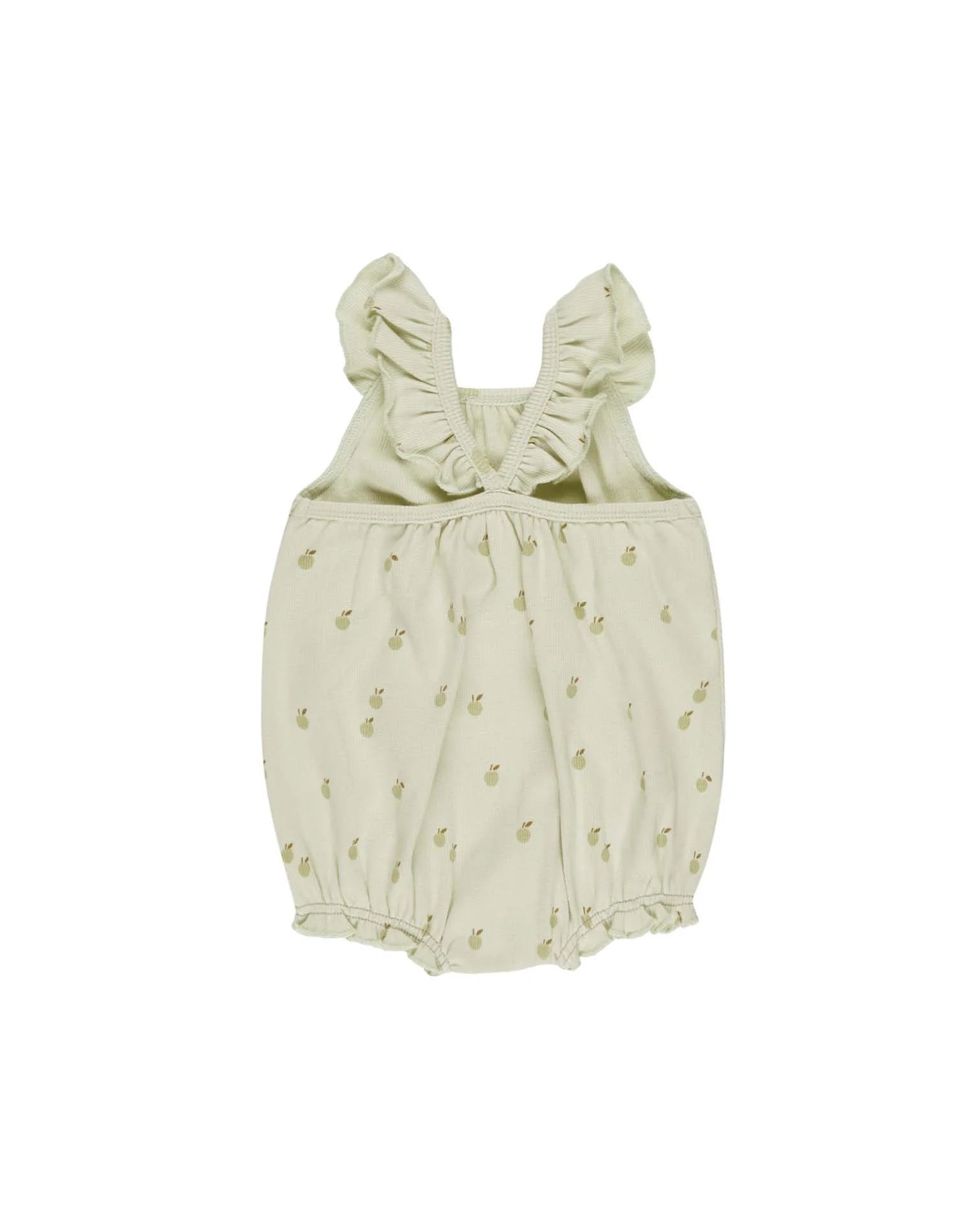 RIBBED RUFFLE ROMPER || APPLES