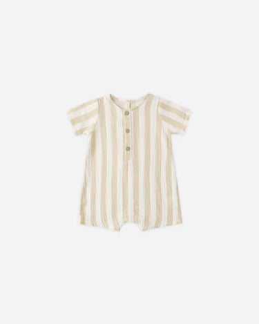 SHORT SLEEVE WOVEN ROMPER || SUMMER STRIPE