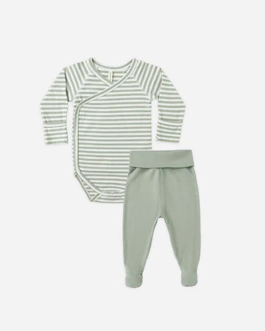 Side Snap Bodysuit + Pant Set || Fern Stripe