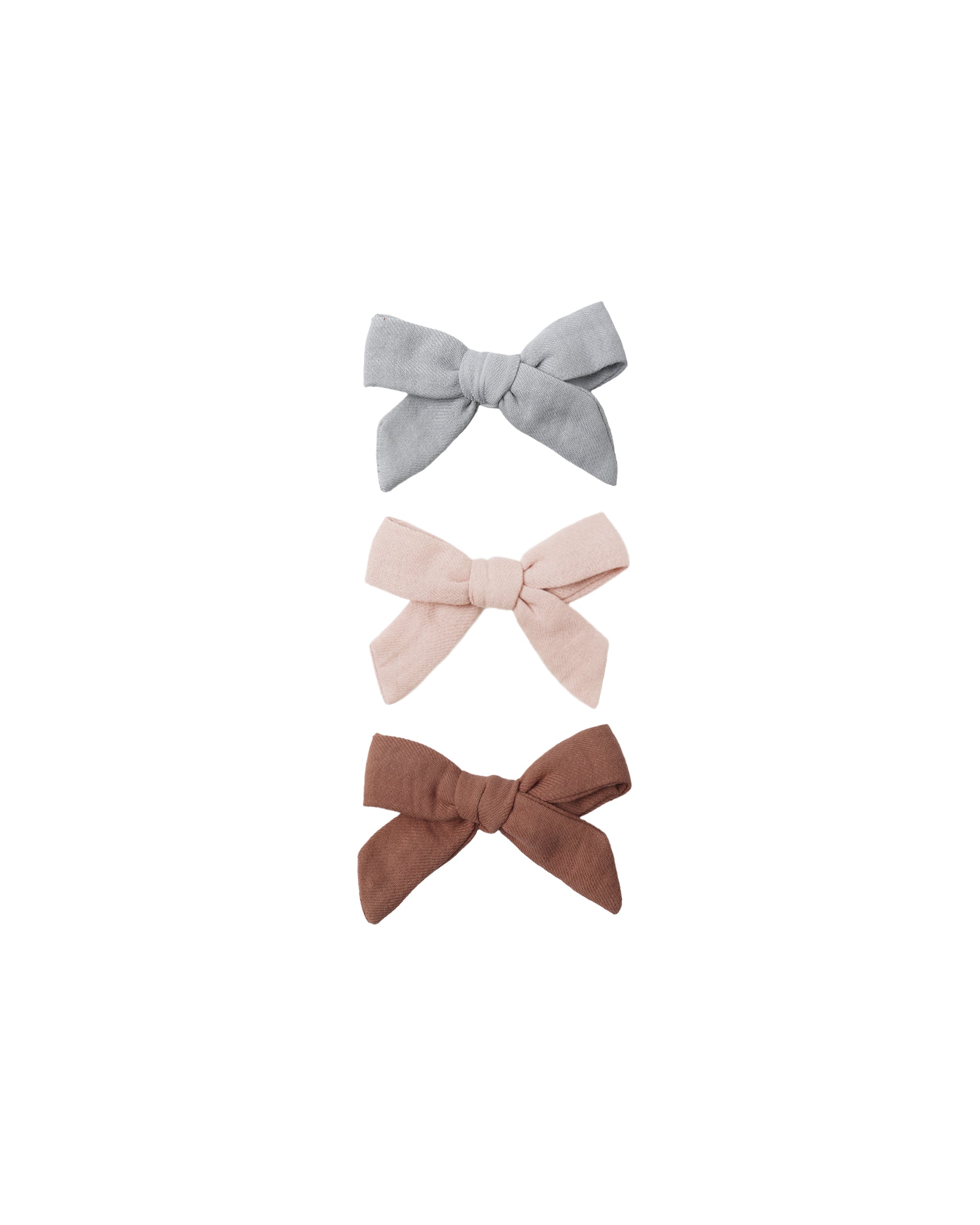 BOW W. CLIP, SET OF 3 || SKY, BLUSH,