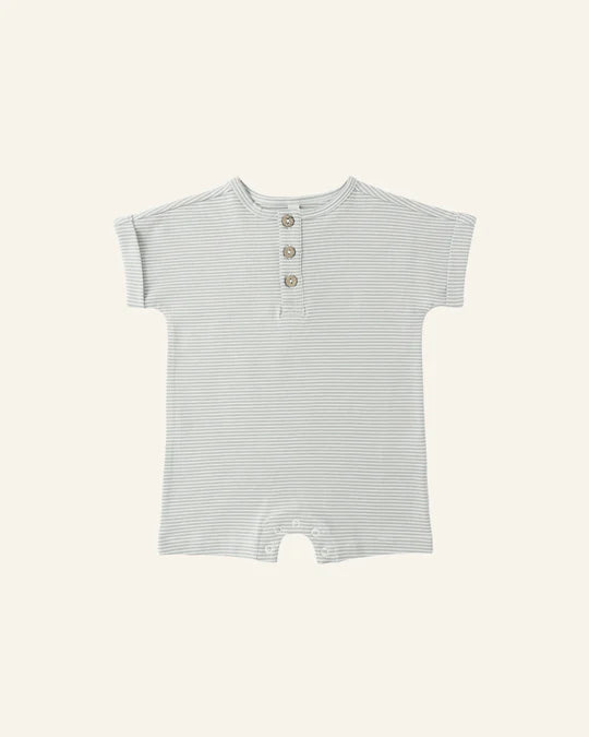 SHORT SLEEVE ONE-PIECE || SAGE MICRO STRIPE