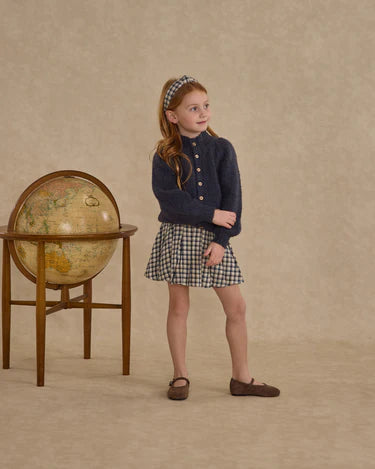 Prairie Blouse + Pleated Mini Skirt || Navy Check