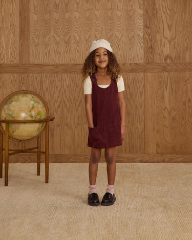 Odette Overall Dress + Scallop Tee || Burgundy