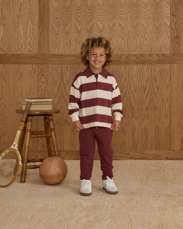 Rugby Polo || Burgundy Stripe
