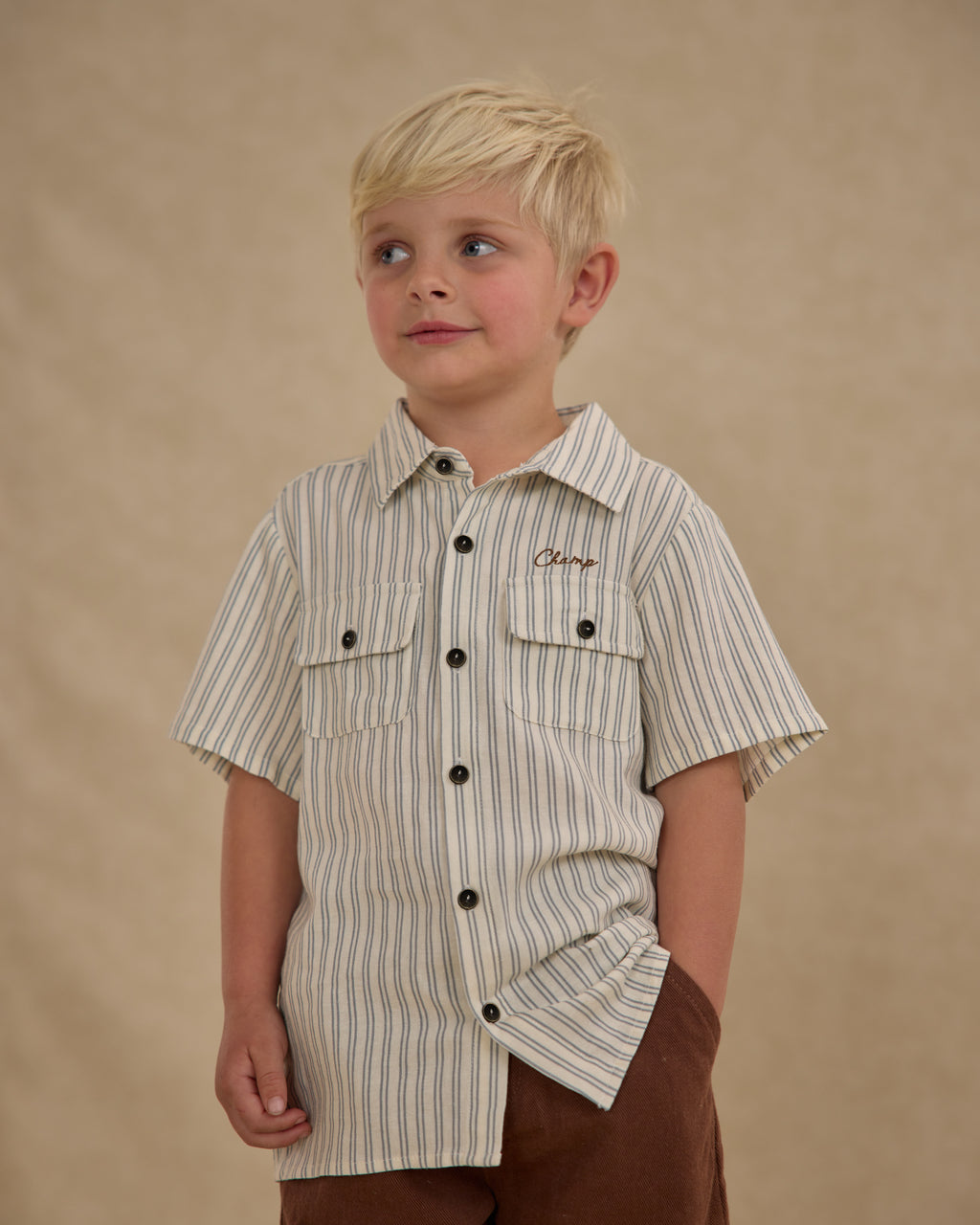 Collared Shirt || Railroad Stripe