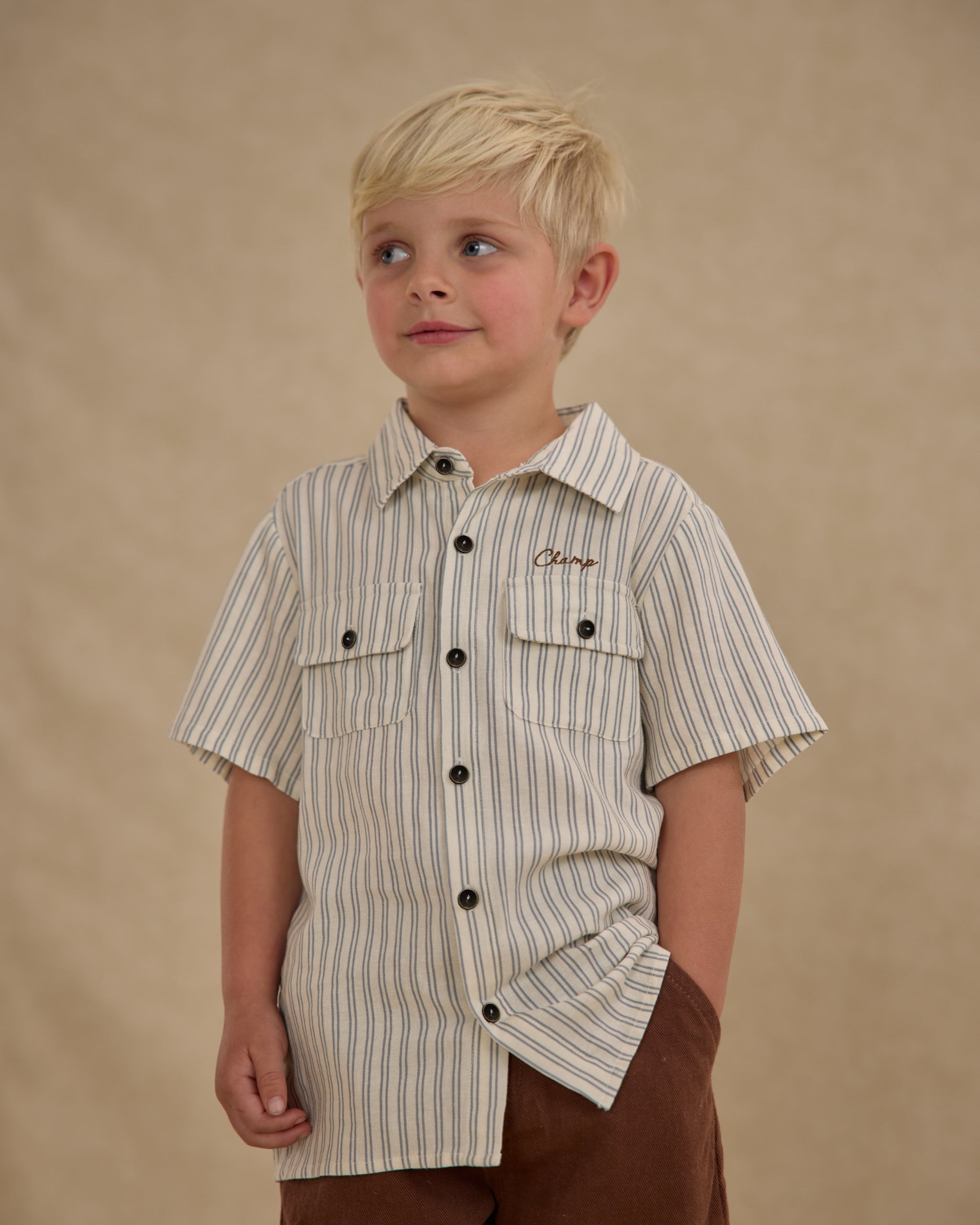 Collared Shirt || Railroad Stripe