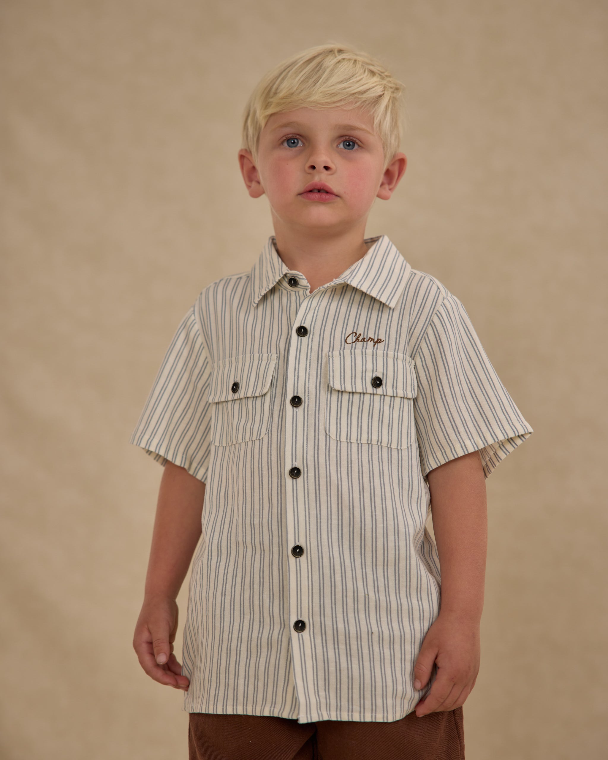 Collared Shirt || Railroad Stripe