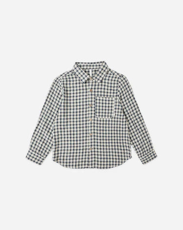 Collared Long Sleeve Shirt || Navy Check