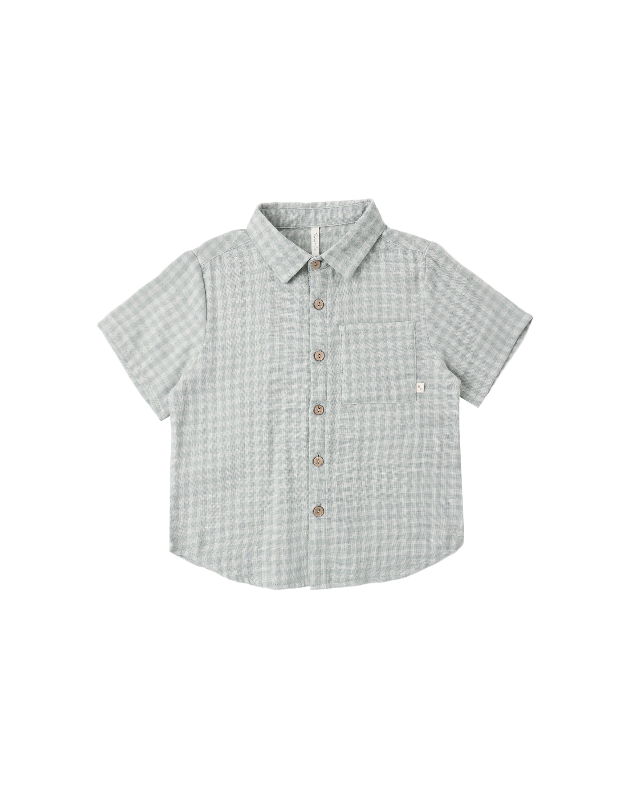 COLLARED SHORT SLEEVE SHIRT || GREEN GINGHAM