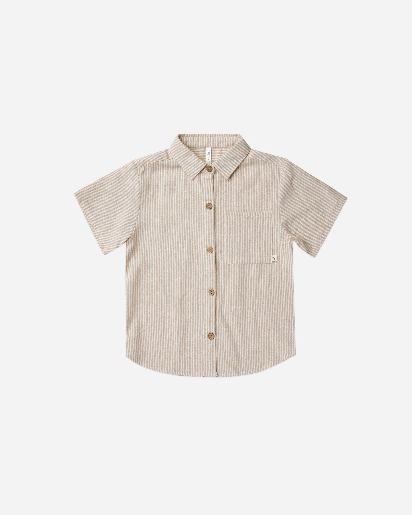 Collared short sleeve shirt || sand stripe