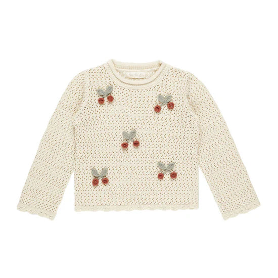 Cherries Crochet Knit Pullover