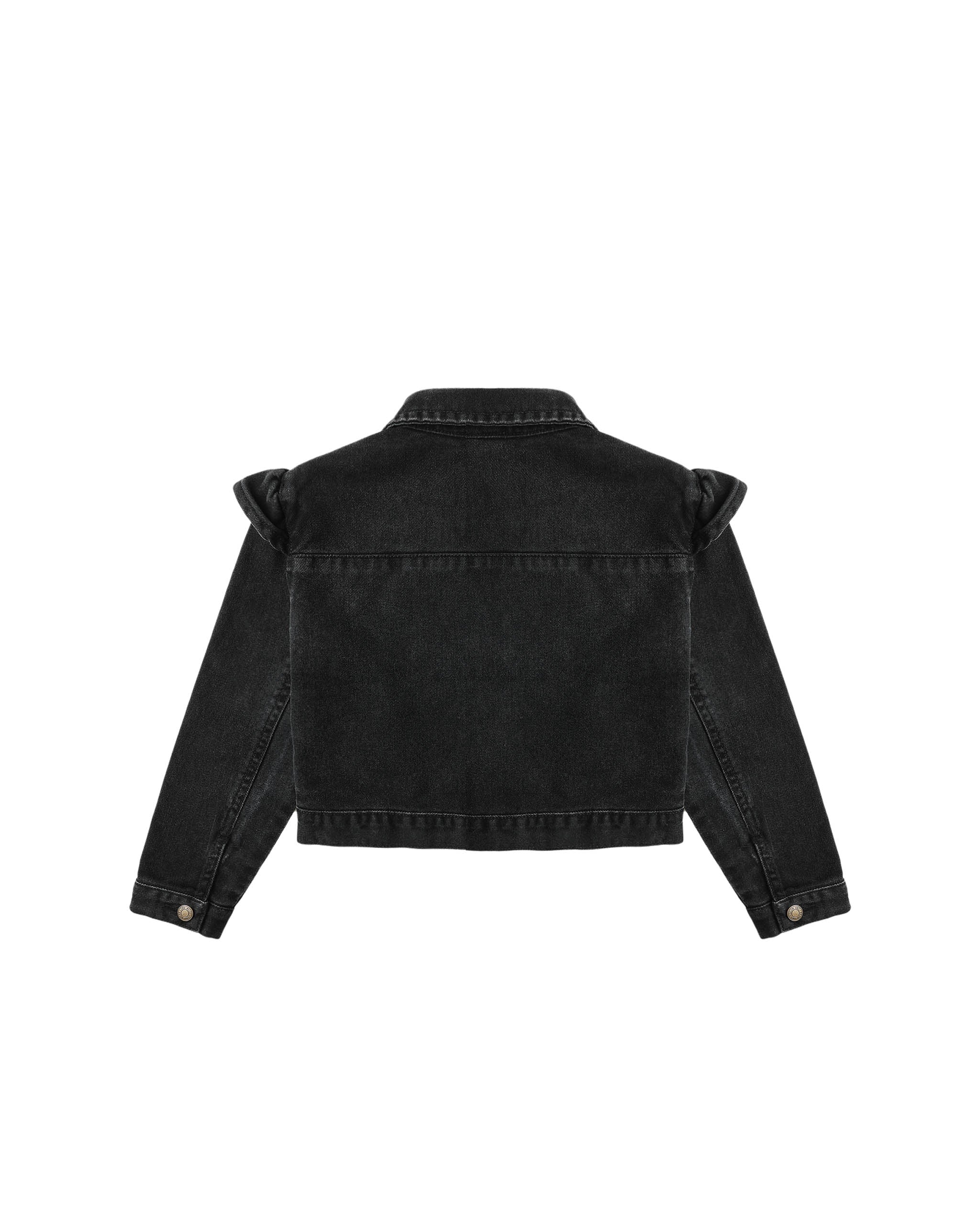 Ruffle Denim Jacket || Washed Black
