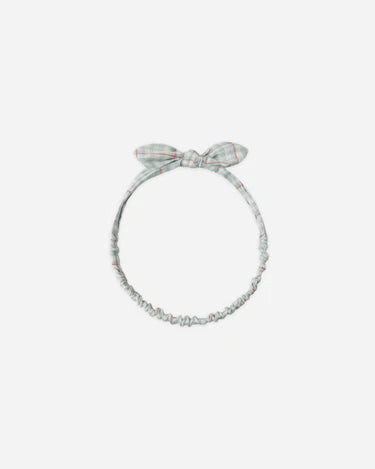 BABY BOW HEADBAND LIGHT BLUE PLAID
