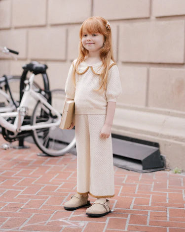 Pointelle Collared Top + Pant || Natural