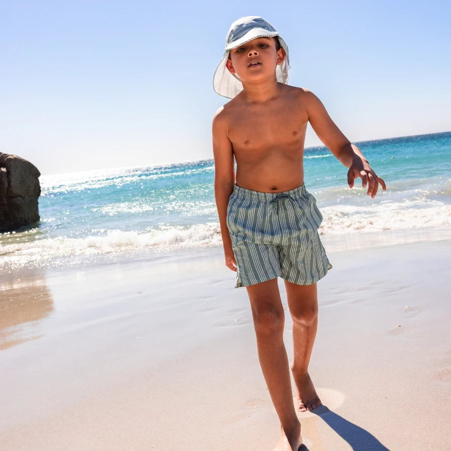 Resort Stripe | Green/White Striped (children's) Sun Cap