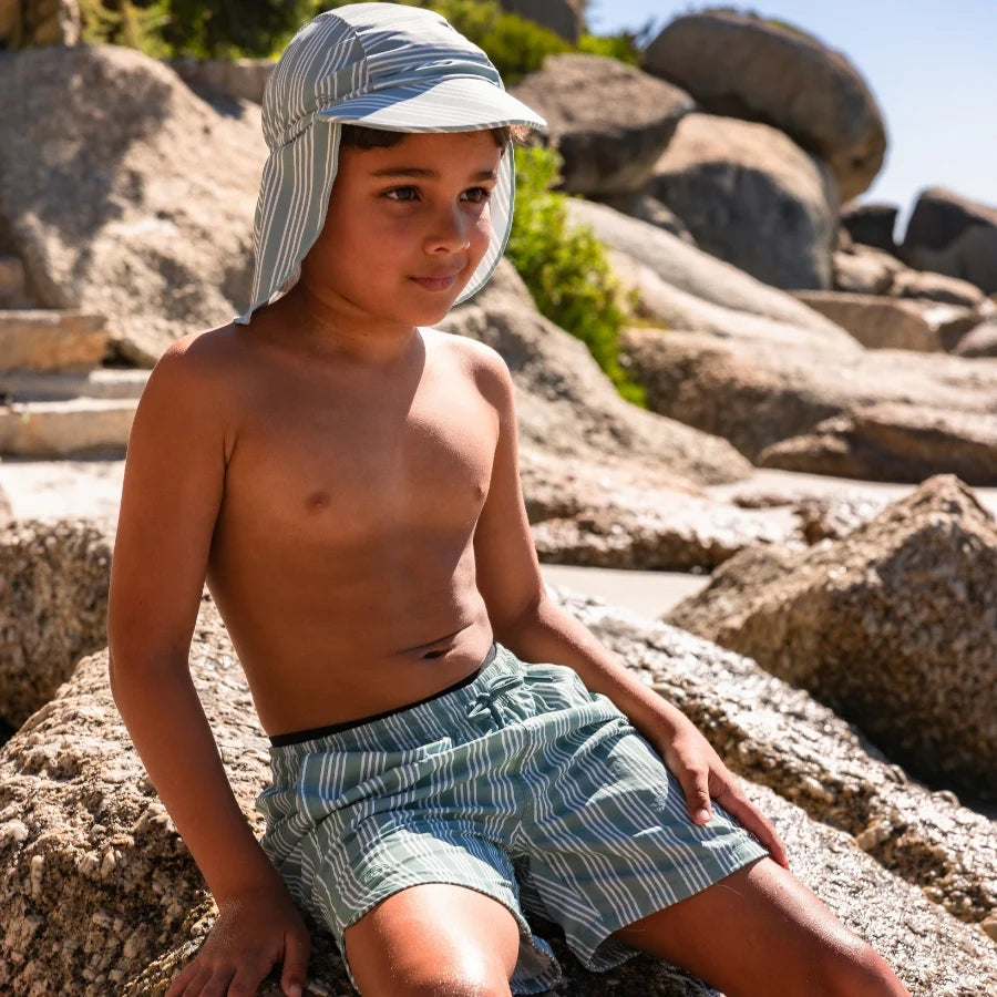 Resort Stripe | Green/White Striped (children's) Sun Cap