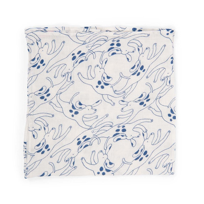 Juego de 3 muselinas (azul/amarillo/perros azules)