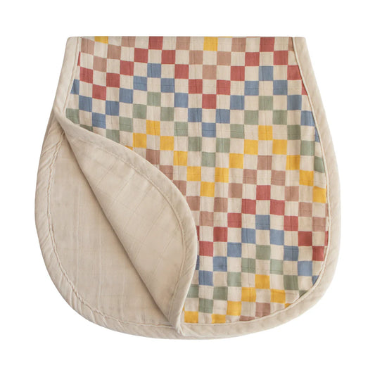 Organic Cotton Muslin Burp Cloth 2-Pack/ Retro Check/Fog