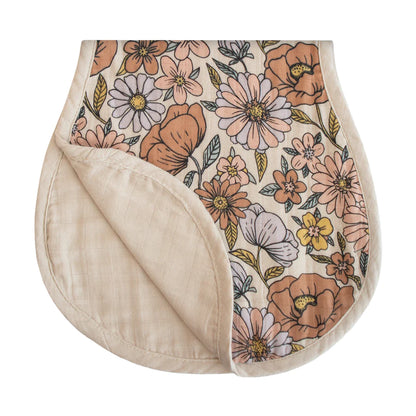 Muslin Burp Cloth 2-Pack (Retro Flowers/Fog)