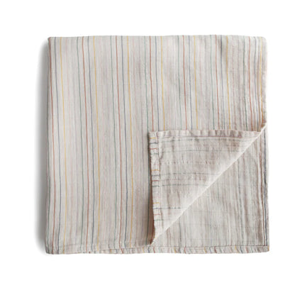 Organic Cotton Muslin Swaddle Blanket-Retro Stripes