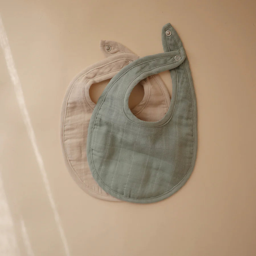 Muslin Bib 2-Pack-Roman Green/Fog