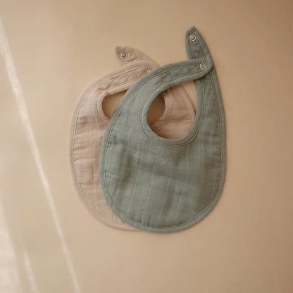 Muslin Bib 2-Pack-Roman Green/Fog