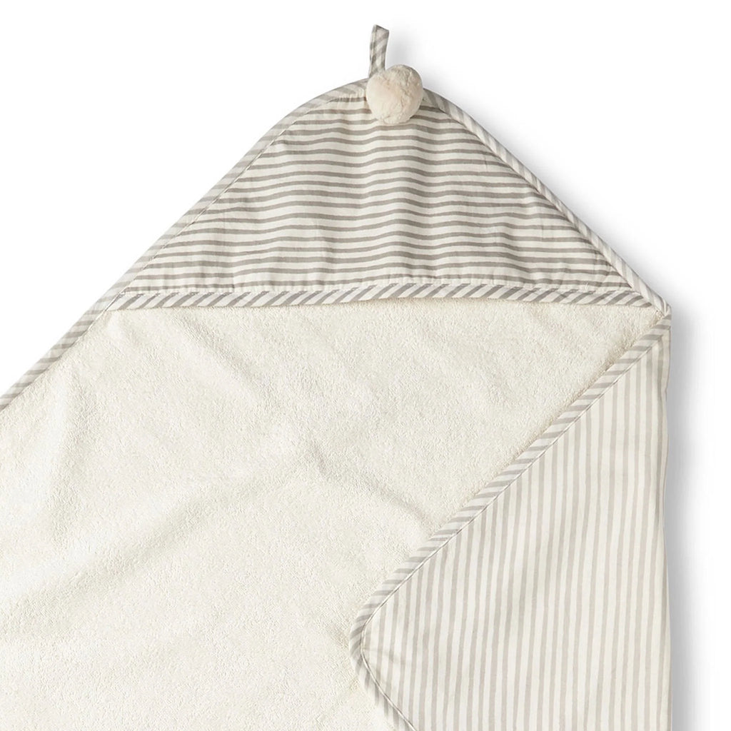 Striped Hooded Towel Stripes Away Pebble Grey