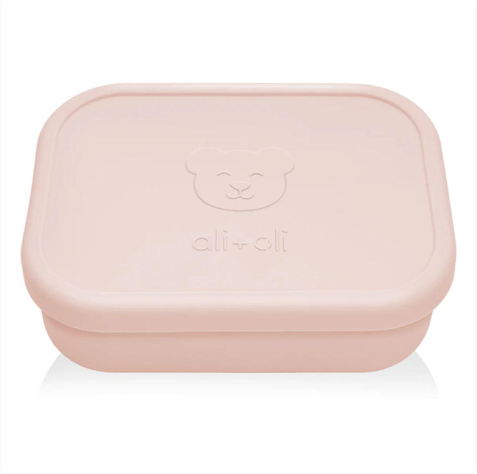 Ali+Oli Reusable Silicone Bento Box - 3 Compartments - Leakproof (Blush)