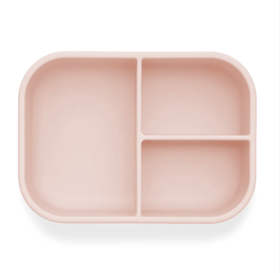 Ali+Oli Reusable Silicone Bento Box - 3 Compartments - Leakproof (Blush)