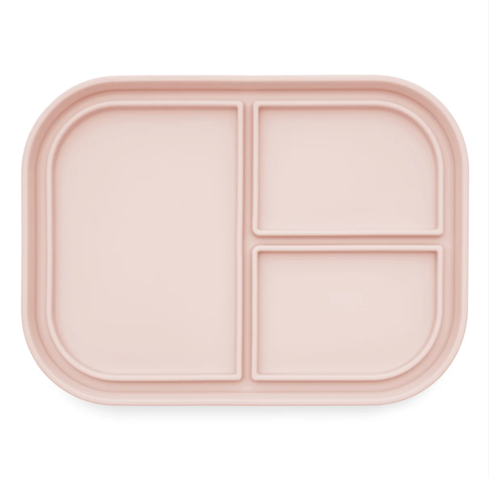 Ali+Oli Reusable Silicone Bento Box - 3 Compartments - Leakproof (Blush)