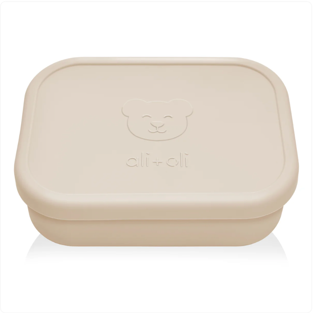 Ali+Oli Reusable Silicone Bento Box - 3 Compartments - Leakproof (Coco)