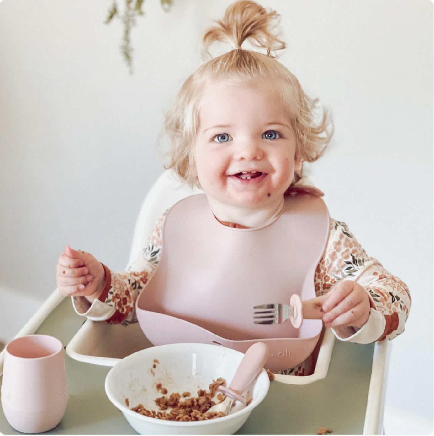 Ali+Oli Spoon & Fork Learning Set for Toddlers (Powder Pink) 6m+