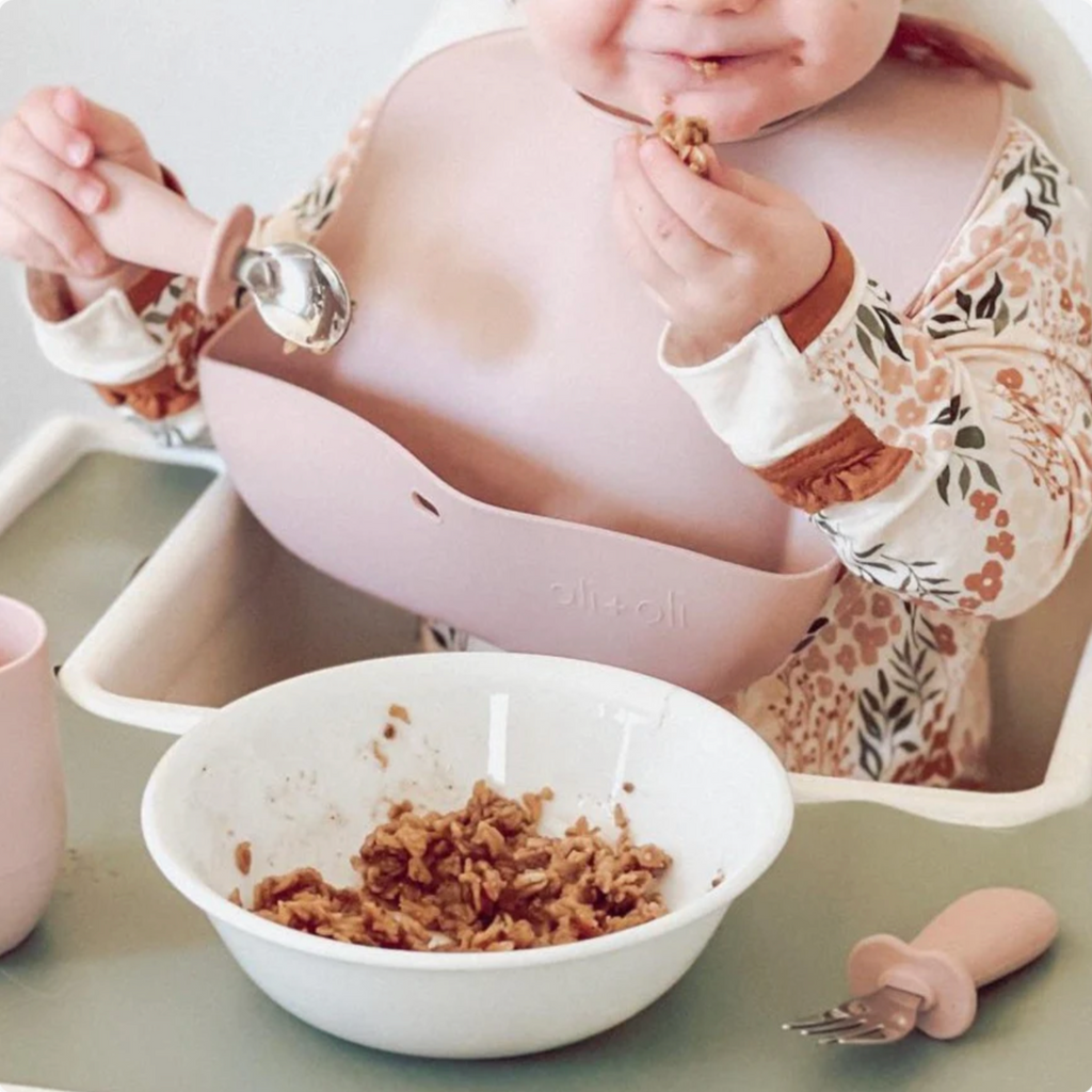 Ali+Oli Spoon & Fork Learning Set for Toddlers (Powder Pink) 6m+