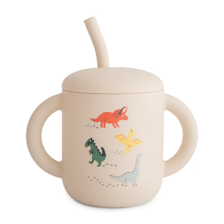 Silicone Training Cup + Straw Dinosaurs